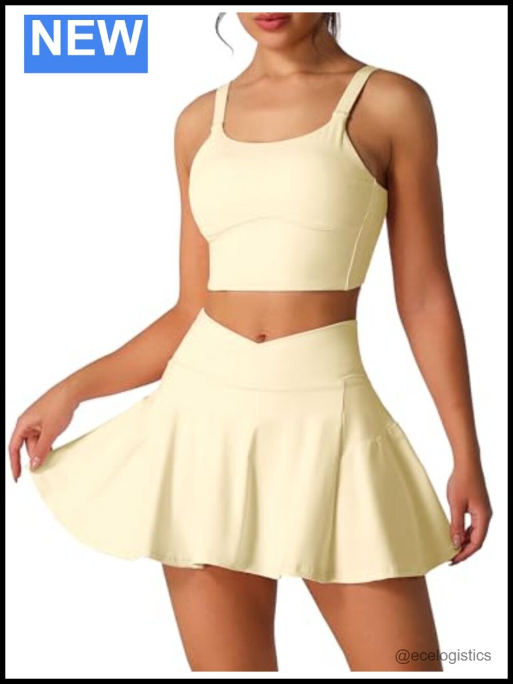 Women's 2 Piece Tennis Dress High Waisted Pleated Skort Set with Padded Sports